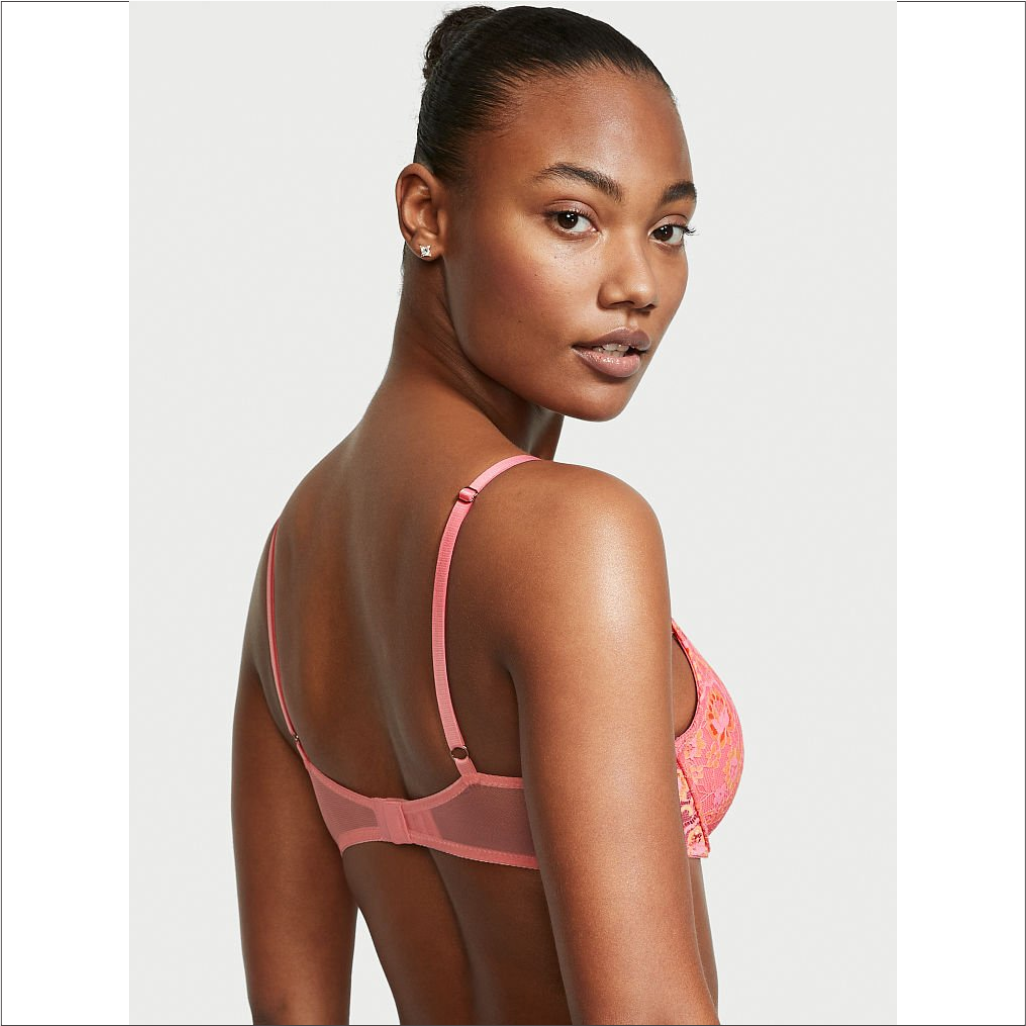 34D - Brasier push up de encaje teñido cruzado – Beauty Pink Shy