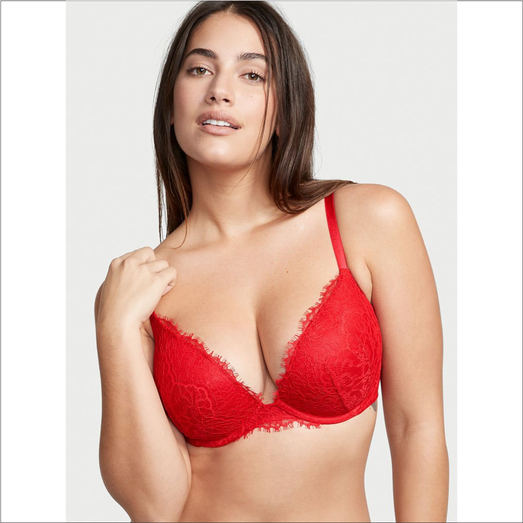 34C - Brasier push up de encaje con brillo – Beauty Pink Shy