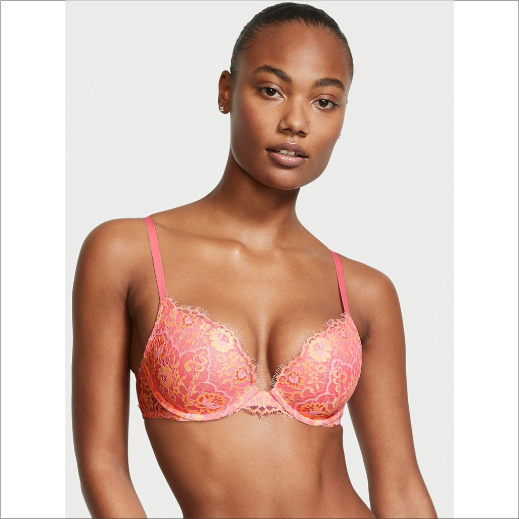 34D - Brasier push up de encaje teñido cruzado