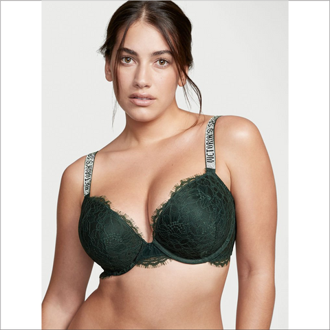 32C - Brassier push up de encaje con tirantes brillantes