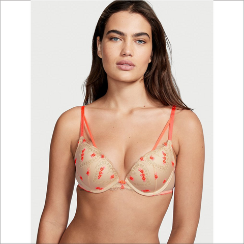 36C - Brasier push up con bordado de corazones