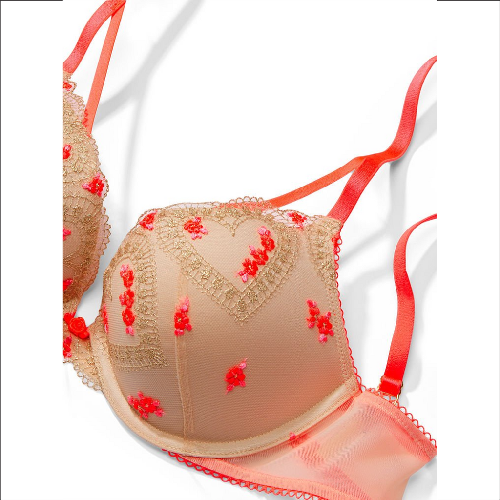 34B- Brasier push up con detalle de lazos entrecruzados – Beauty Pink Shy