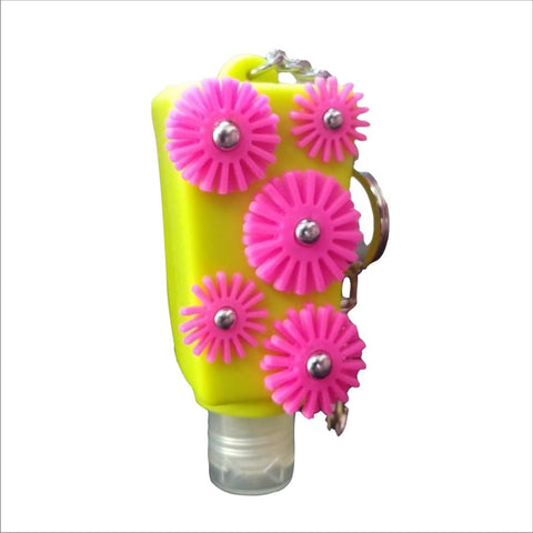 HOLDER ANTIBACTERIAL Amarillo con Flores Rosas